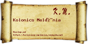 Kolonics Melánia névjegykártya